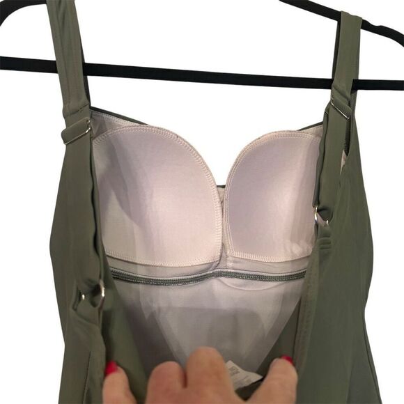 Mycoco Women's Twist Front Tankini Swimsuit Green Size 12 Standard - Picture 3 of 10